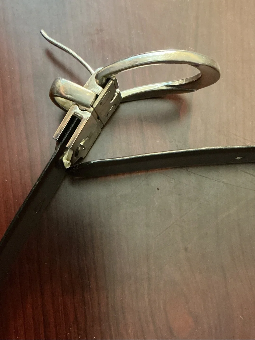 Reversible Black/brown Leather Women's Belt with Polished Silver Buckle